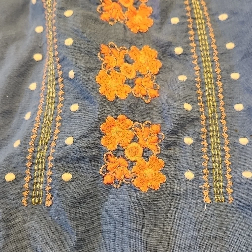 Oshkosh B'gosh blue embroidered peasant top 5T